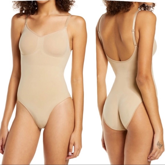 SKIMS Other - Skims Sculpting Snaps Bodysuit Shapewear Clay Size S/M High Cut Leg Slimming